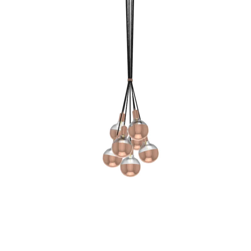 Cluster Chandelier - Grape: 7 Pendant Black and Copper with Dipped Bulbs — Hangout Lighting LED Pendant Lights  2700K