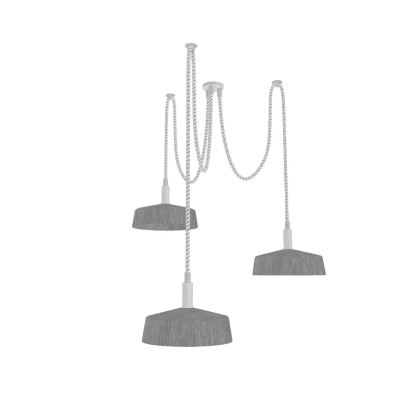 Swag Chandelier: 3 Pendant White Rope with Felt Dome Shades — Hangout Lighting LED Pendant Lights  