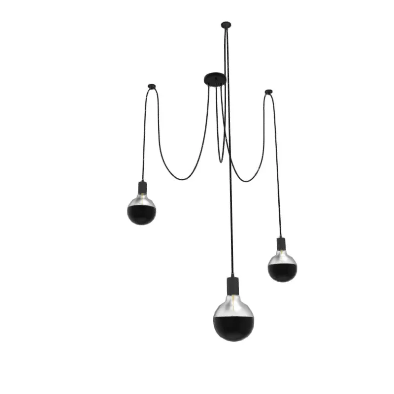 Swag Chandelier: 3 Pendant Black with 5" Globe Black Dipped Bulbs — Hangout Lighting LED Pendant Lights  2700K