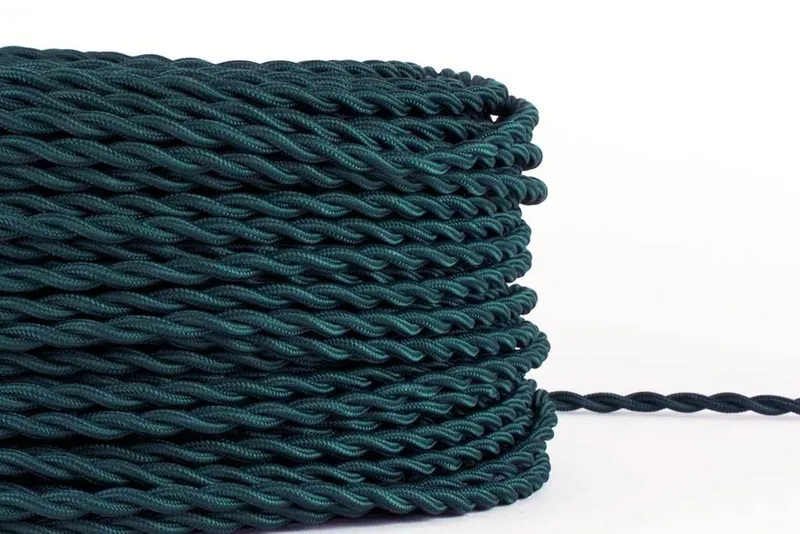 Teal Twisted Fabric Cord by the Foot — Hangout Lighting LED Bulbs & Lamps  