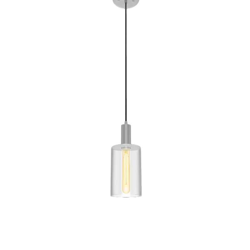 Single Pendant: Black and Nickel with Glass Cylinder Shade — Hangout Lighting LED Pendant Lights  