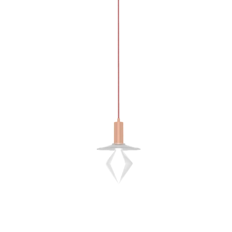 Single Pendant: Modern Copper with White Diamond Bulb — Hangout Lighting LED Pendant Lights  3500K