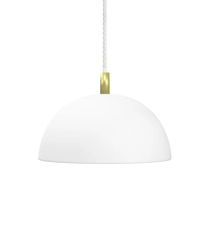 Single Pendant: Cotton Rope with White Dome Shade — Hangout Lighting LED Pendant Lights  2200K