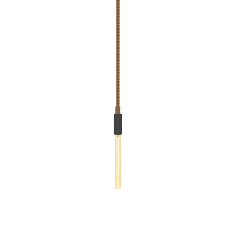 Single Pendant: Manila Rope with XL Amber Tube Bulb — Hangout Lighting LED Pendant Lights  2200K