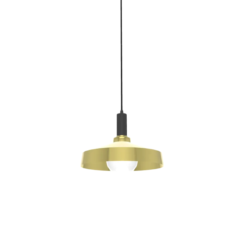 Single Pendant: Brass and Black with Industrial Brass Shade — Hangout Lighting LED Pendant Lights  3500K
