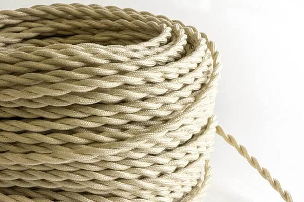 Beige Twisted Fabric Cord by the Foot — Hangout Lighting LED Bulbs & Lamps  
