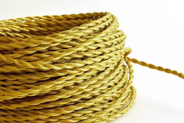 Gold Twisted Fabric Cord by the Foot — Hangout Lighting LED Bulbs & Lamps  