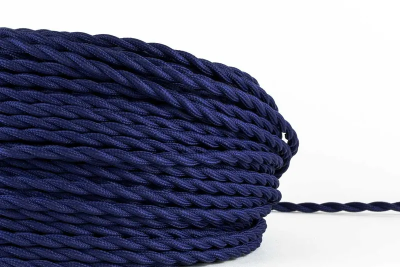 Navy Twisted Fabric Cord by the Foot — Hangout Lighting LED Bulbs & Lamps  