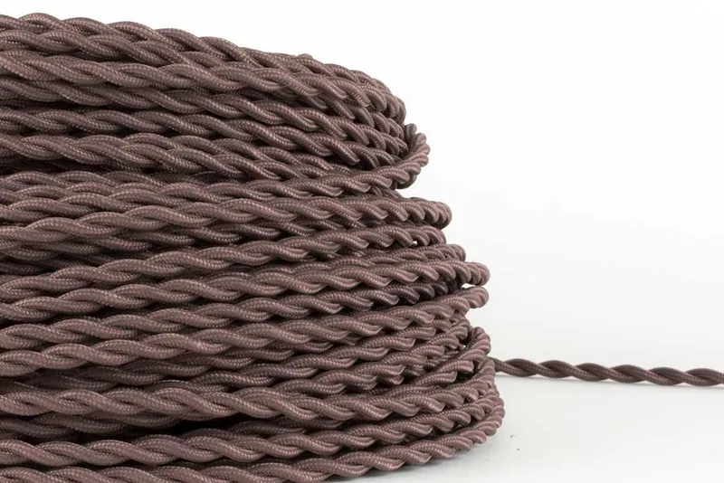 Taupe Twisted Fabric Cord by the Foot — Hangout Lighting LED Bulbs & Lamps  