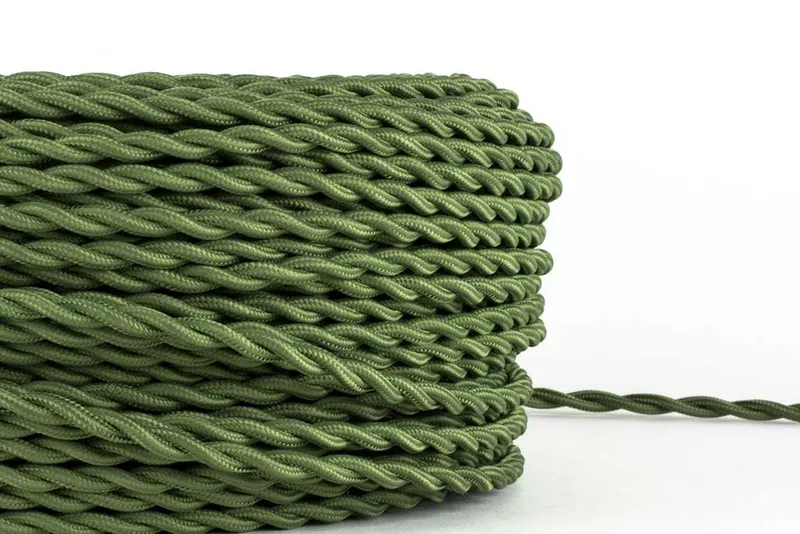 Olive Twisted Fabric Cord by the Foot — Hangout Lighting LED Bulbs & Lamps  
