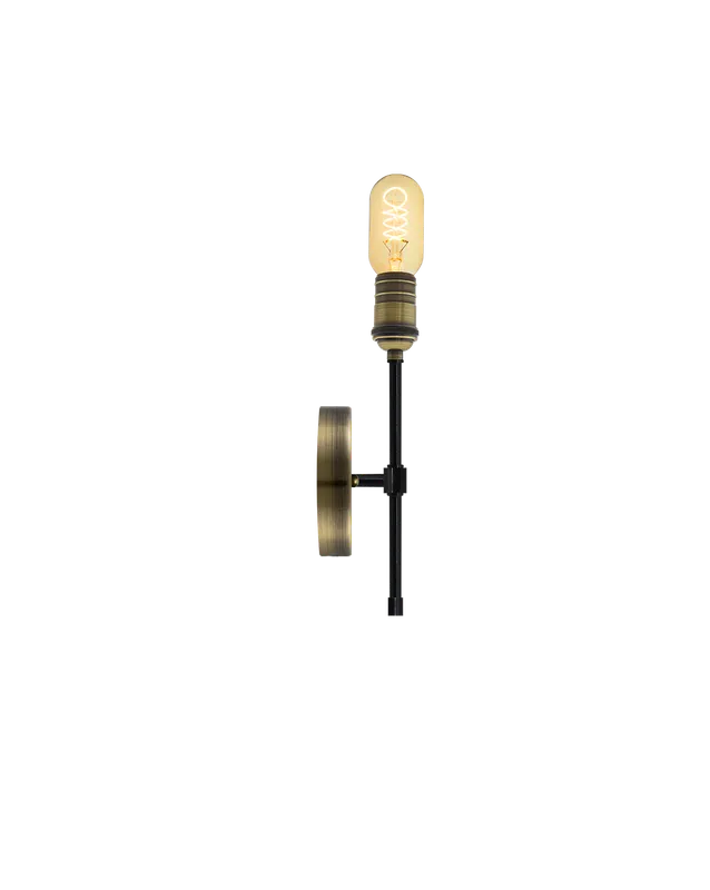 Torch Wall Sconce: Black and Antique Brass — Hangout Lighting LED Wall Lights  