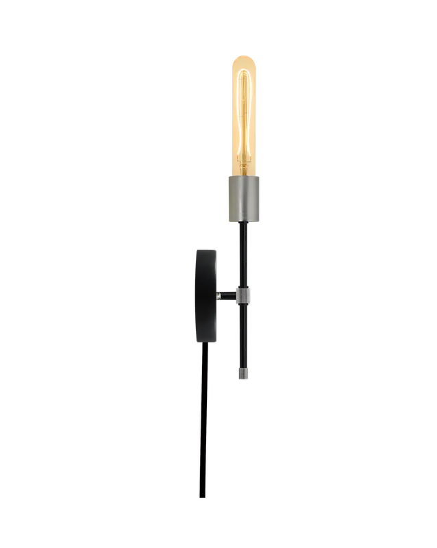 Plug-In Torch Wall Sconce: Black and Nickel — Hangout Lighting LED Wall Lights  