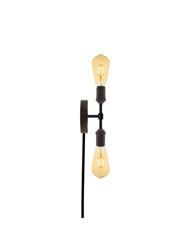 Plug-In Double Wall Sconce: Bronze and Black — Hangout Lighting LED Wall Lights  