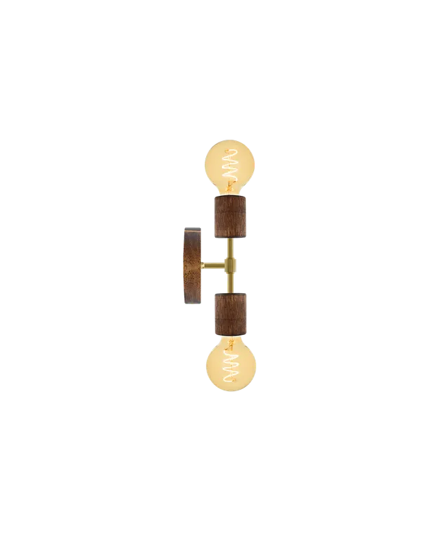 Double Wall Sconce: Walnut and Brass — Hangout Lighting LED Wall Lights  