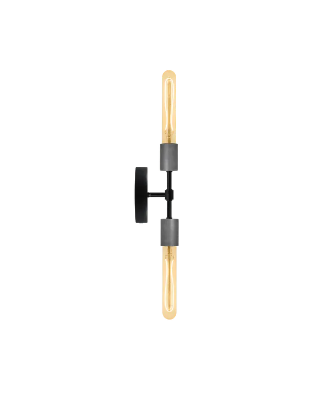 Double Wall Sconce: Black and Steel — Hangout Lighting LED Wall Lights  