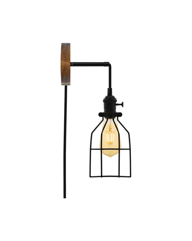 Plug-in Adjustable Wall Sconce: Walnut and Black — Hangout Lighting LED Wall Lights  