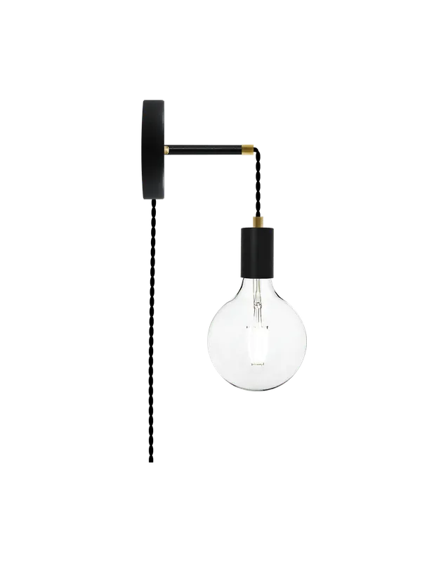 Plug-in Adjustable Wall Sconce: Black and Brass — Hangout Lighting LED Wall Lights  