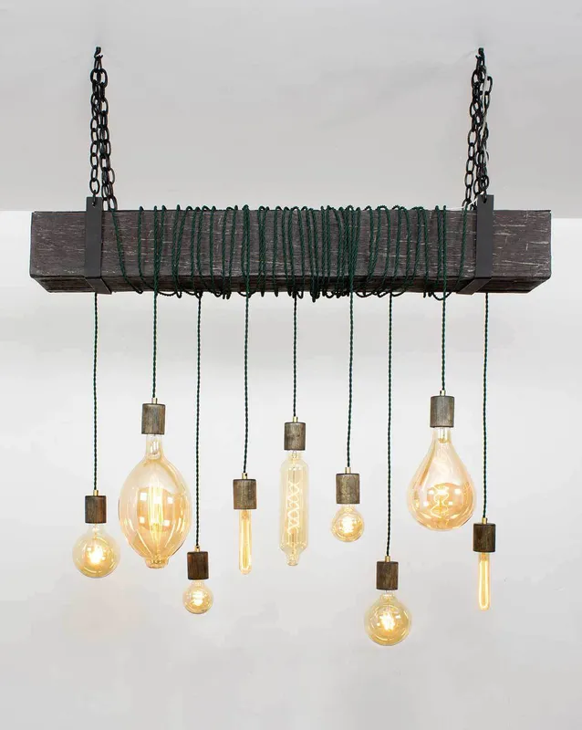 Faux Beam 9 Pendant Wrap: Ebony and Pine — Hangout Lighting LED Linear Lights 4.0W 