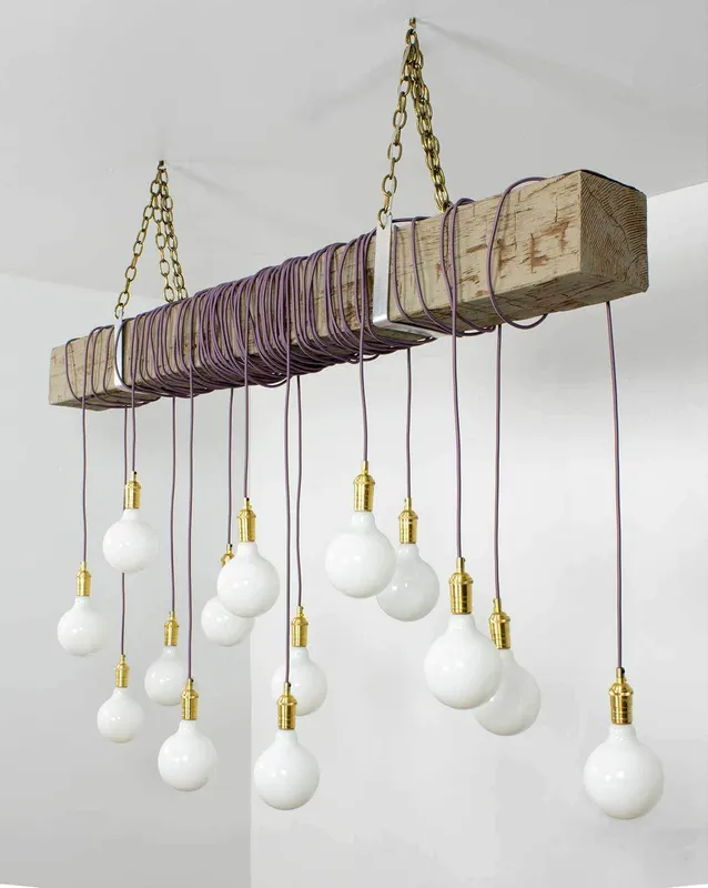 Faux Beam 14 Pendant Wrap: Mauve with Brass — Hangout Lighting LED Linear Lights 4.0W 