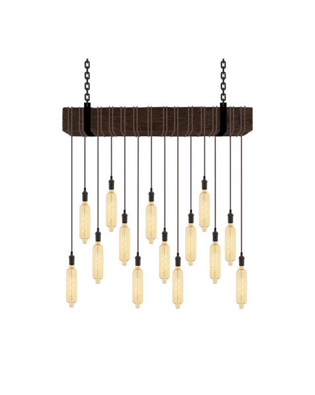 Faux Beam 14 Pendant Wrap: Taupe with XL Tube Bulbs — Hangout Lighting LED Linear Lights 4.0W 