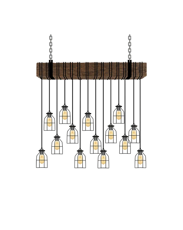 Faux Beam 14 Pendant Wrap: Steel with Black Cages — Hangout Lighting LED Linear Lights 40.0W 