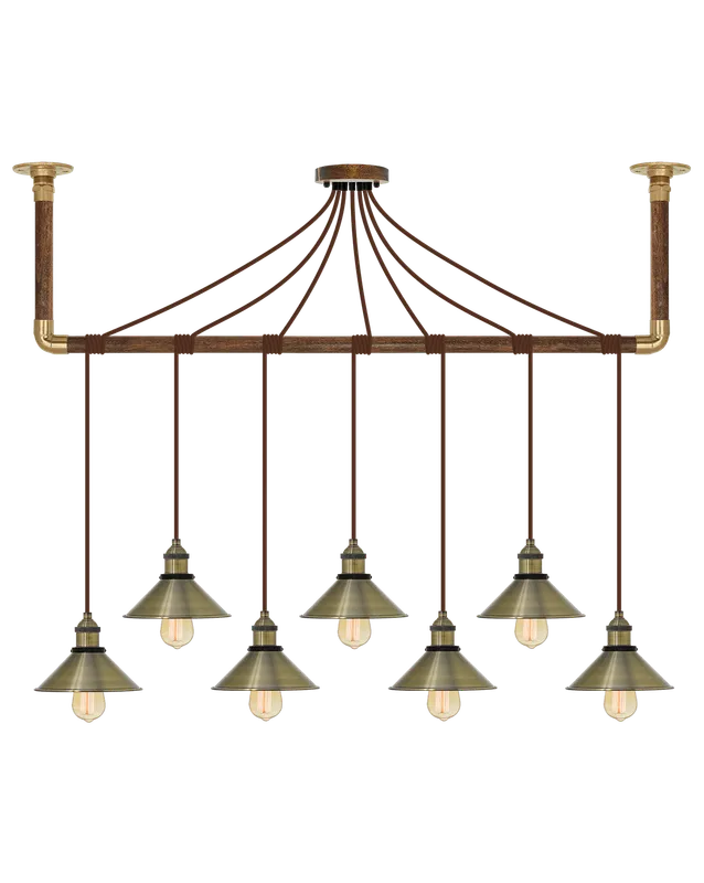 Wrap Chandelier: Brown and Antique Brass Shades — Hangout Lighting LED Linear Lights 40.0W 