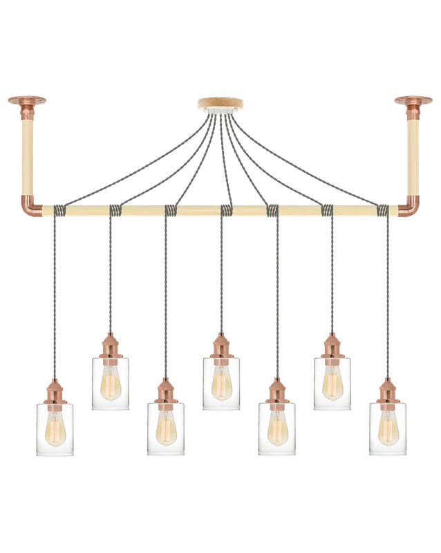 Wrap Chandelier: Grey, Copper and Glass Shade — Hangout Lighting LED Linear Lights 40.0W 