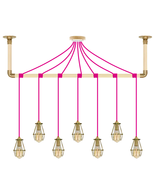 Wrap Chandelier: Pink and Brass Cage — Hangout Lighting LED Pendant Lights 40.0W 