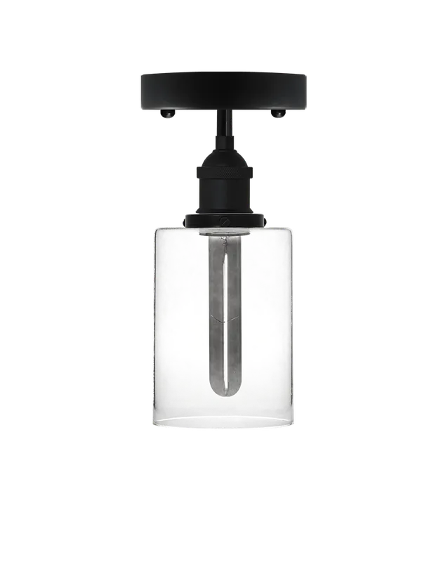 Semi Flush Mount: Black with Smoke and Glass Shade — Hangout Lighting LED Ceiling Lights  