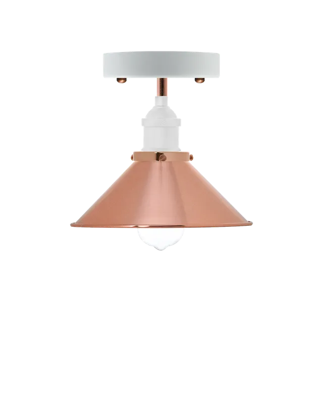 Semi Flush Mount: White with Copper Cone Shade — Hangout Lighting LED Ceiling Lights  