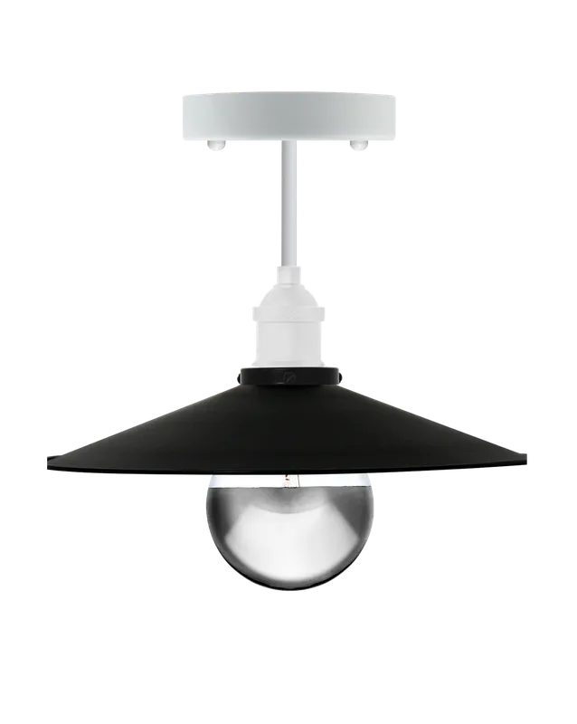 Long Flush Mount: White with Large Black Shade — Hangout Lighting LED Ceiling Lights  