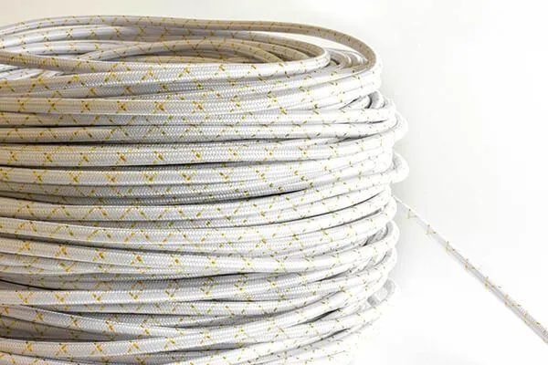White Brass Fabric Cord by the Foot — Hangout Lighting LED Bulbs & Lamps  