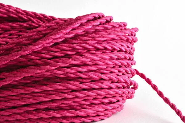 Pink Twisted Fabric Cord by the Foot — Hangout Lighting LED Bulbs & Lamps  