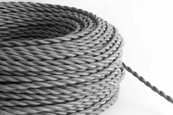 Grey Twisted Fabric Cord by the Foot — Hangout Lighting LED Bulbs & Lamps  