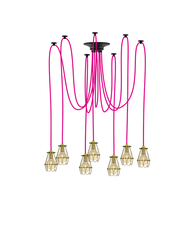 Swag Chandelier: Pink and Brass Hinge Cages — Hangout Lighting LED Pendant Lights 40.0W 
