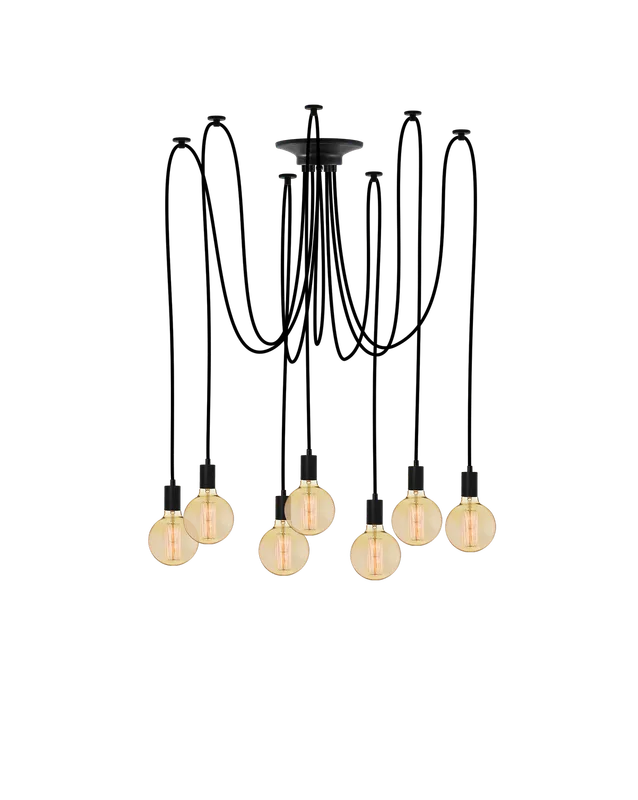 Swag Chandelier: Black with LED Amber Globes — Hangout Lighting LED Pendant Lights 4.0W 
