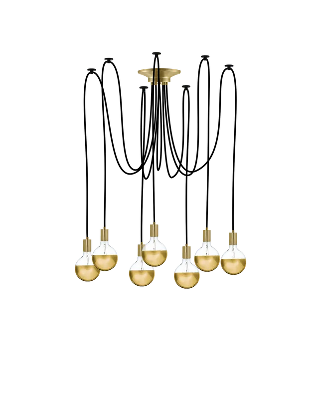 Swag Chandelier: Black with Gold Dipped Bulbs — Hangout Lighting LED Pendant Lights 4.0W 