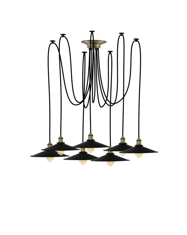 Swag Chandelier: Black and Large Black Flat Shades — Hangout Lighting LED Pendant Lights 40.0W 