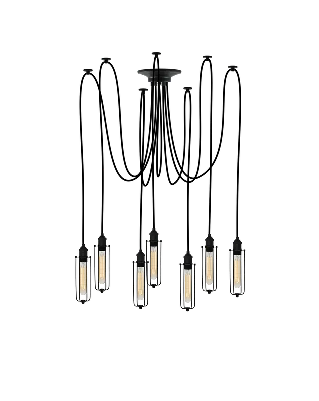 Swag Chandelier: Black and Black Tube Cage — Hangout Lighting LED Pendant Lights 30.0W 