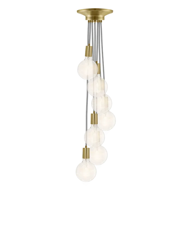 Cluster Chandelier - Staggered: Grey and Brass — Hangout Lighting LED Pendant Lights 25.0W 