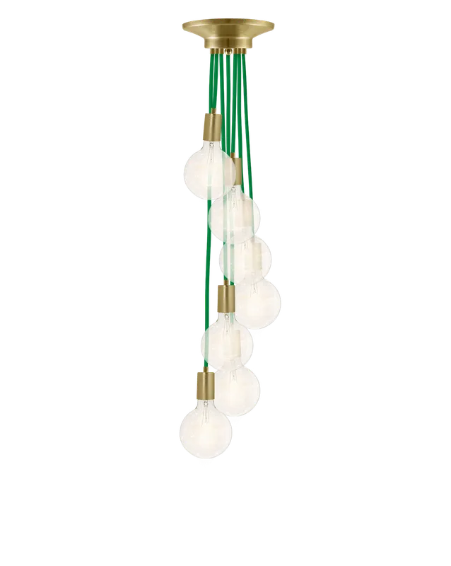 Cluster Chandelier - Staggered: Green and Brass — Hangout Lighting LED Pendant Lights 25.0W 