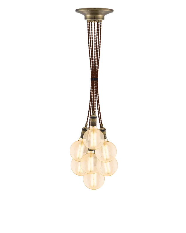 Cluster Chandelier - Grape: Brown and Antique Brass — Hangout Lighting LED Pendant Lights 4.0W 2200K