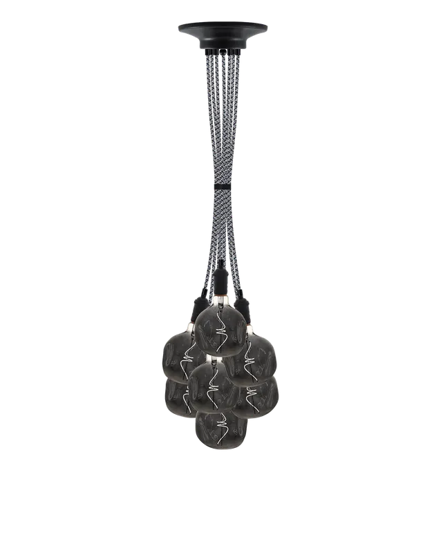 Cluster Chandelier - Grape: Grey Tweed with Uneven Smoke Globes — Hangout Lighting LED Pendant Lights 4.0W 