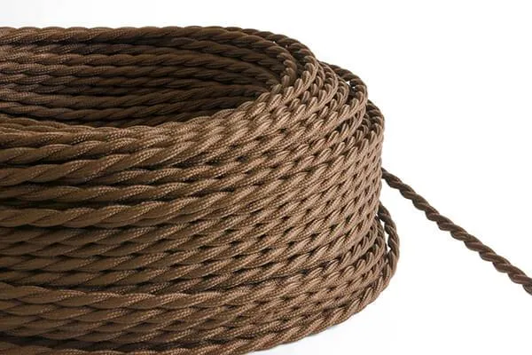 Brown Twisted Fabric Cord by the Foot — Hangout Lighting LED Bulbs & Lamps  