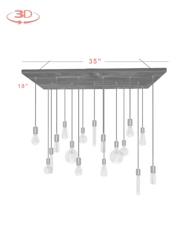 Wood Chandelier - 35" x 18": Design Your Own — Hangout Lighting LED Linear Lights  