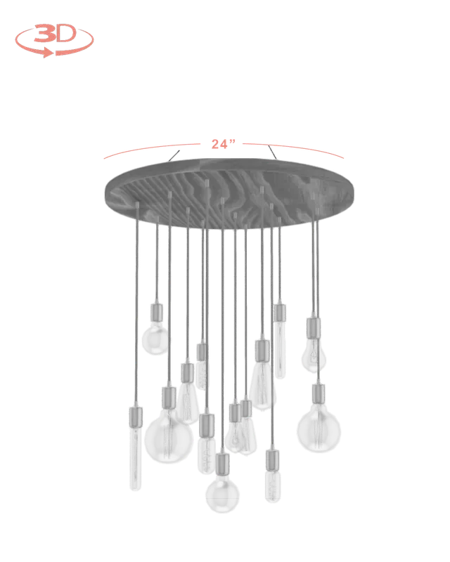 Wood Chandelier - 24" Round: Design Your Own — Hangout Lighting LED Pendant Lights  
