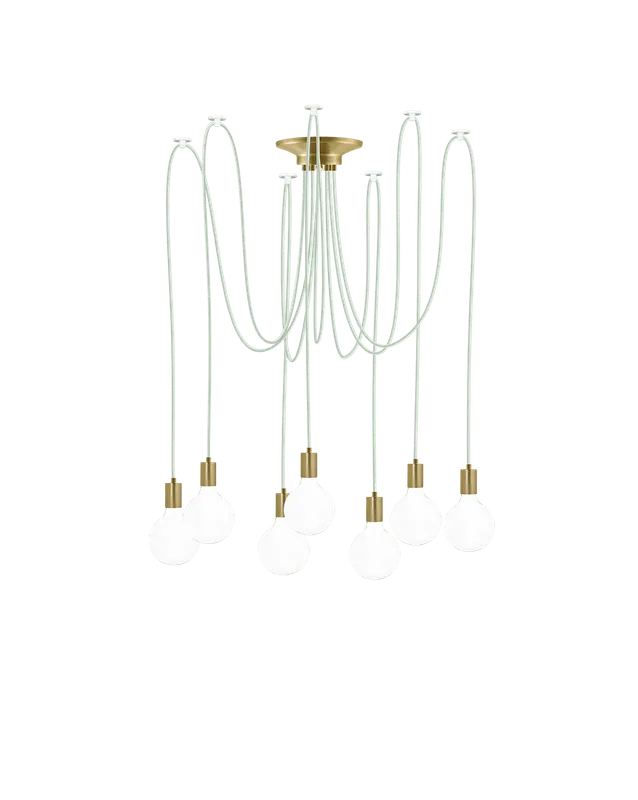 Swag Chandelier: Eucalyptus and Brass — Hangout Lighting LED Pendant Lights 4.0W 