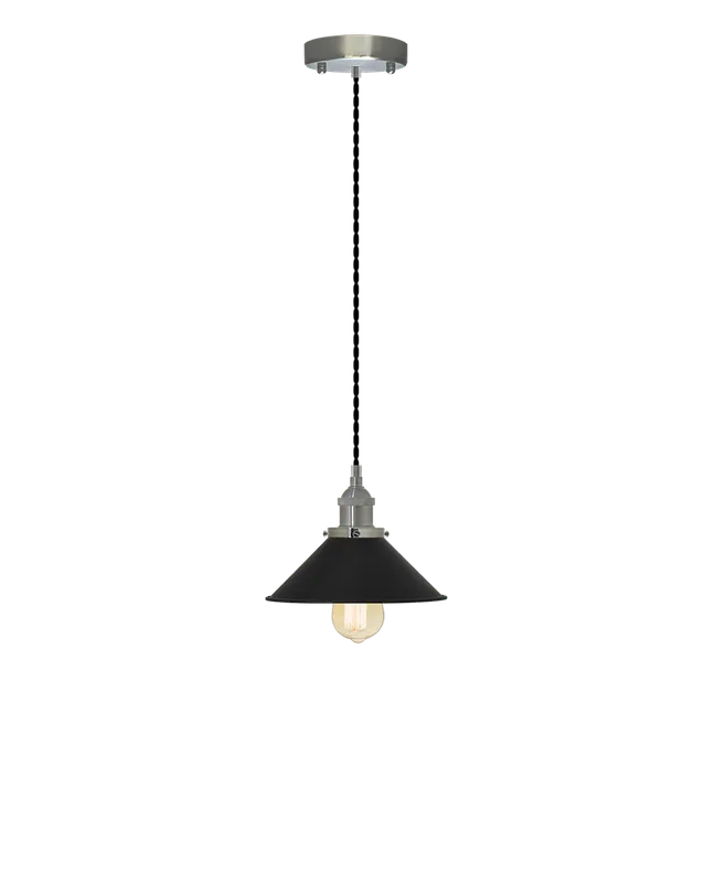 Single Pendant: Black Twisted and Black Cone Shade — Hangout Lighting LED Pendant Lights 40.0W 