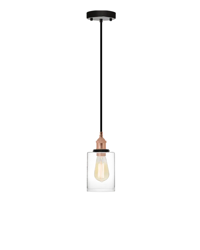 Single Pendant: Black and Glass Cylinder Shade — Hangout Lighting LED Pendant Lights 40.0W 