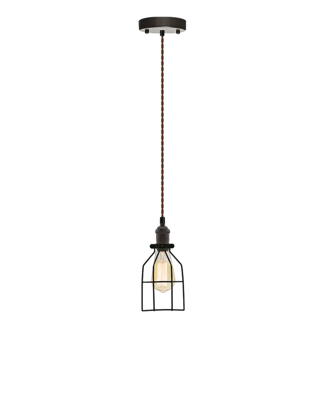 Single Pendant: Brown Twisted and Round Cage — Hangout Lighting LED Pendant Lights 40.0W 